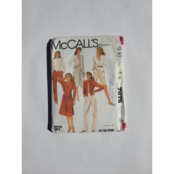 McCall's 7875 - Misses' Jacket, Skirt and Pants or Shorts - Size 10 - Uncut - Picture 1 of 3